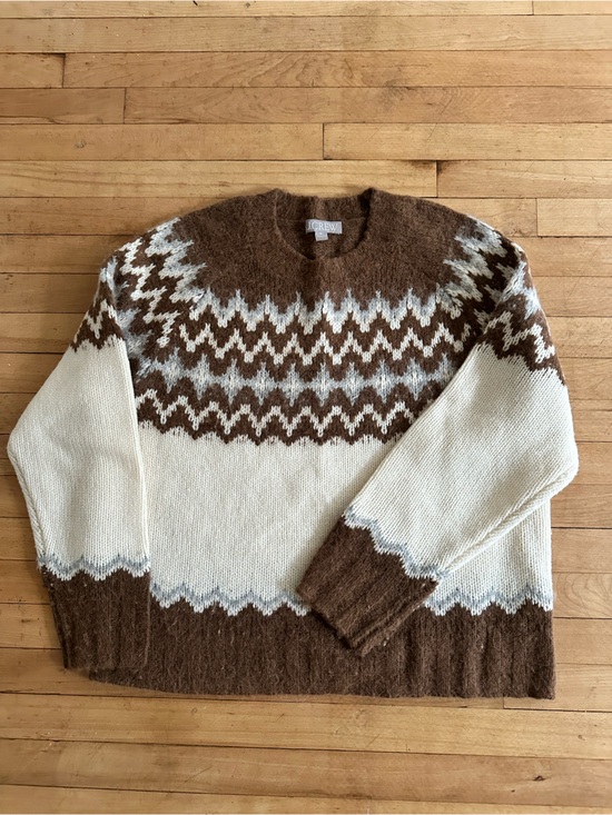 J. Crew Sweaters - J. Crew Brown & Cream Fair Isle Crewneck Sweater